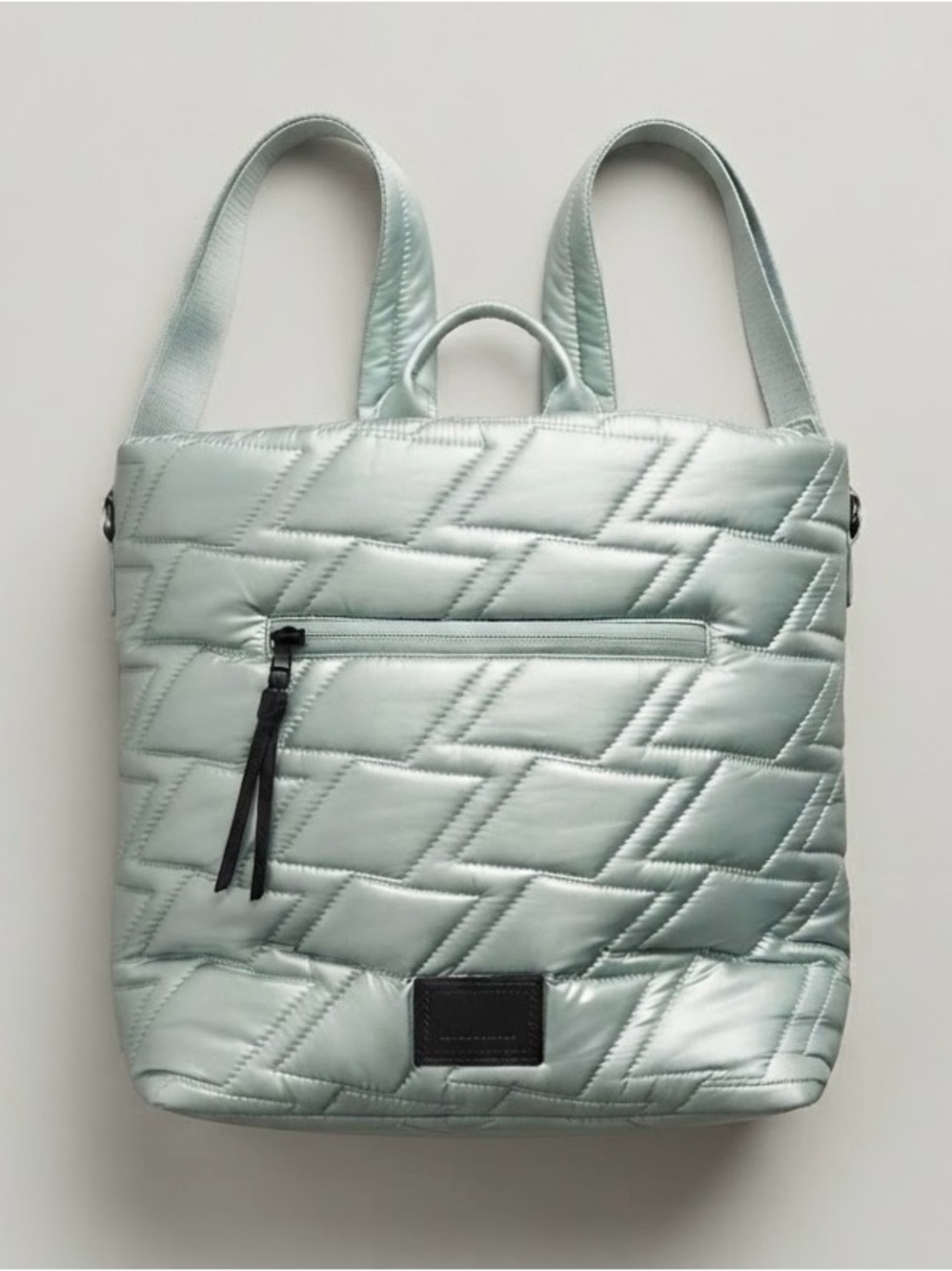 Gymshark Quilted Metallic Light Mint Convertible Backpack Tote